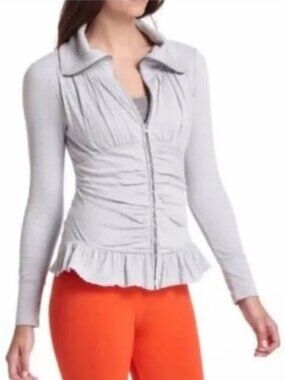 Anthropologie E by Eloise Ruched Zip-Up Jacket in Large